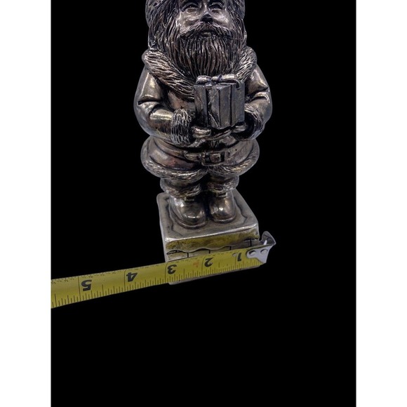 Santa Claus Wind Up Music Box Figurine Silver Plate Vtg Santa is Coming to Town - Picture 11 of 11